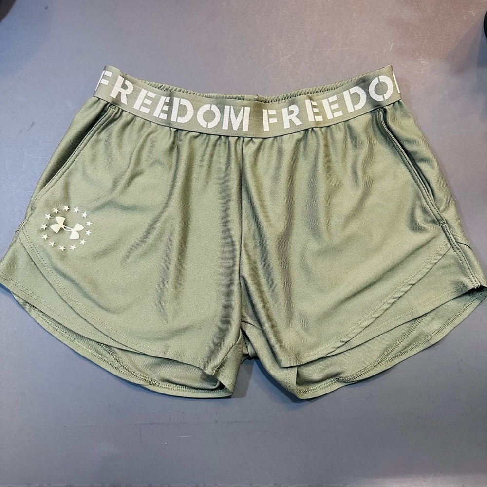 Under Armour Olive Green Freedom Playup Shorts Sz S Marine Corps Green